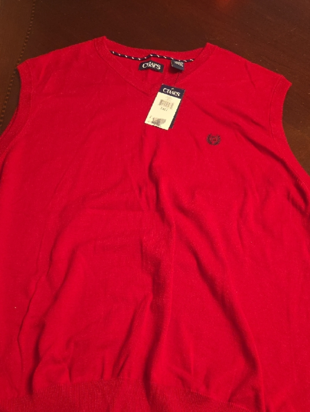 Chaps Men’s V-Neck Sweater in Bright Red - Picture 2 of 4